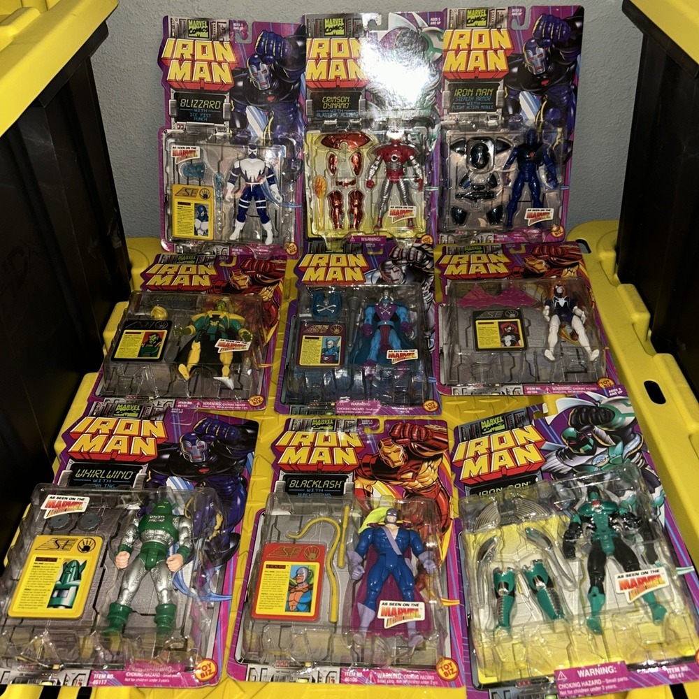 1995 Toy Biz Marvel Iron Man Stealth Action Figure Lot Of 9 New On Card